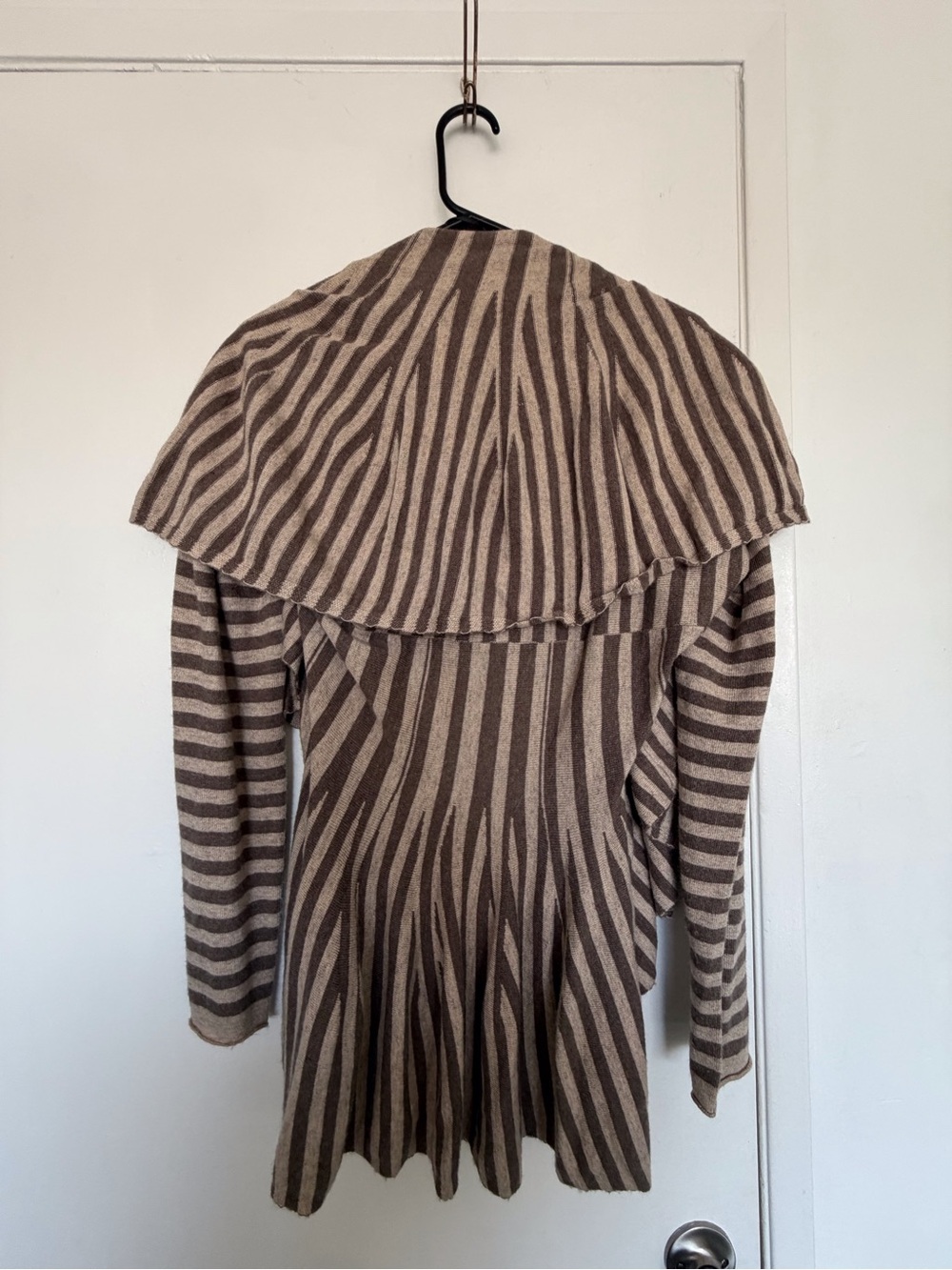 Hem & Thread Brown and Cream Striped Longline Cardigan